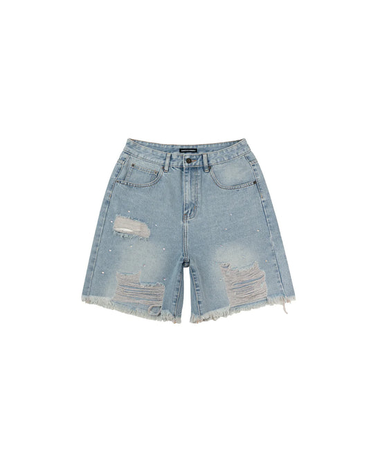 Denim Studded Shorts